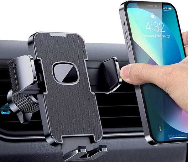 CINDRO Air Car Vent Mount for Car [Military-Grade Hook Clip] Phone Stand [Thick Cases Friendly] Cell Phone Holder for Smartphone, iPhone, Automobile Cradles Universal