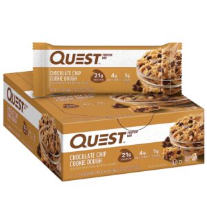 Quest Nutrition Chocolate Chip Cookie Dough Protein Bars, High Protein, Low Carb, Gluten Free, Keto Friendly, 12 Count