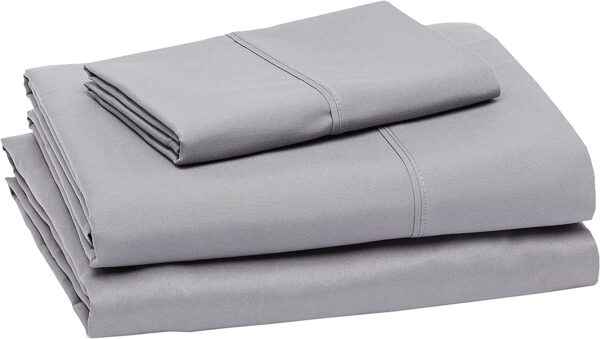 Amazon Basics Lightweight Super Soft Easy Care Microfiber 3 Piece Bed Sheet Set With 14-inch Deep Pockets, Twin XL, Dark Gray, Solid