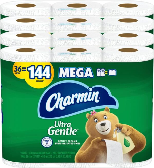 Charmin Ultra Gentle Toilet Paper, 36 Mega Rolls = 144 Regular Rolls