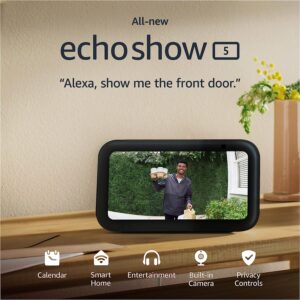 All-new Echo Show 5 (3rd Gen, 2023 release) | Smart display with 2x the bass and clearer sound | Charcoal