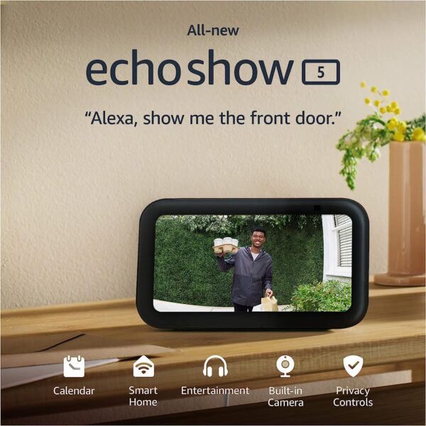 All-new Echo Show 5 (3rd Gen, 2023 release) | Smart display with 2x the bass and clearer sound | Charcoal